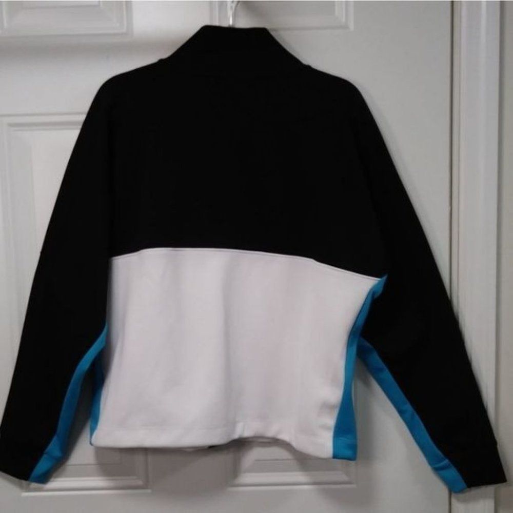DKNY Black and White Women's Front Kangaroo Pocket Colorblock Sweatshirt Size L - Picture 10 of 10